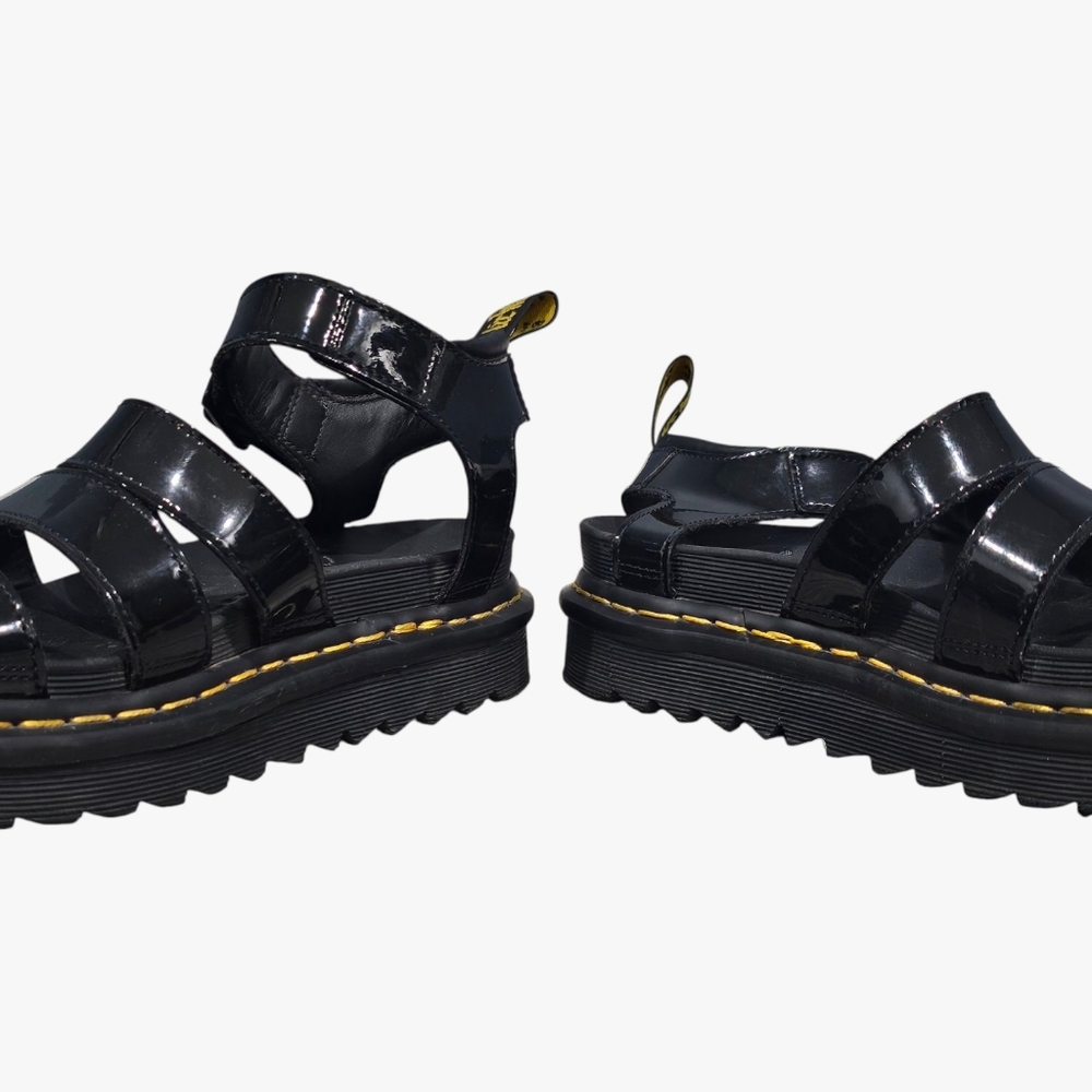 DR. MARTENS Women Blaire Black Patent Leather Platform Gladiator Sandals 8M - Picture 6 of 10